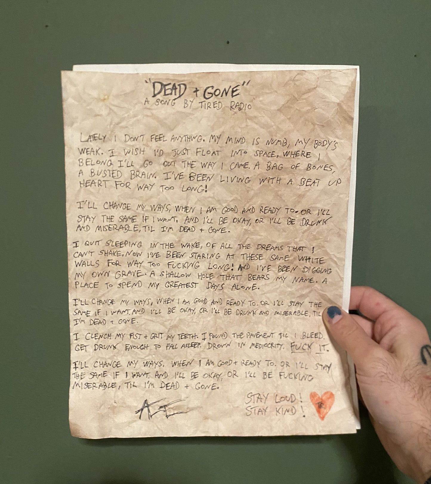 Custom Handwritten Lyric Sheet